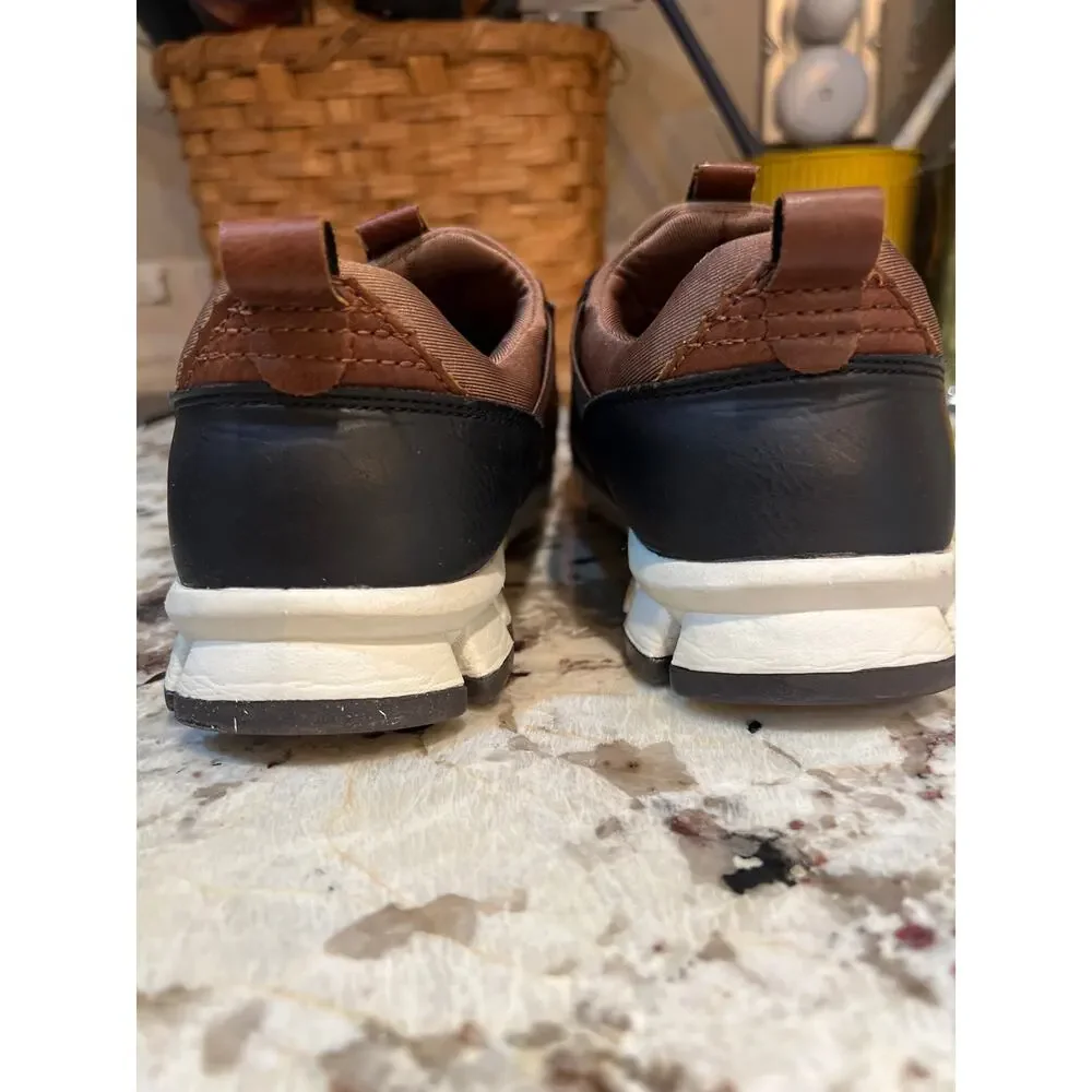 NoSoX Betts Jr Deer Stags Kids Boys Brown Faux Leather Sneakers Shoes Size 4.5